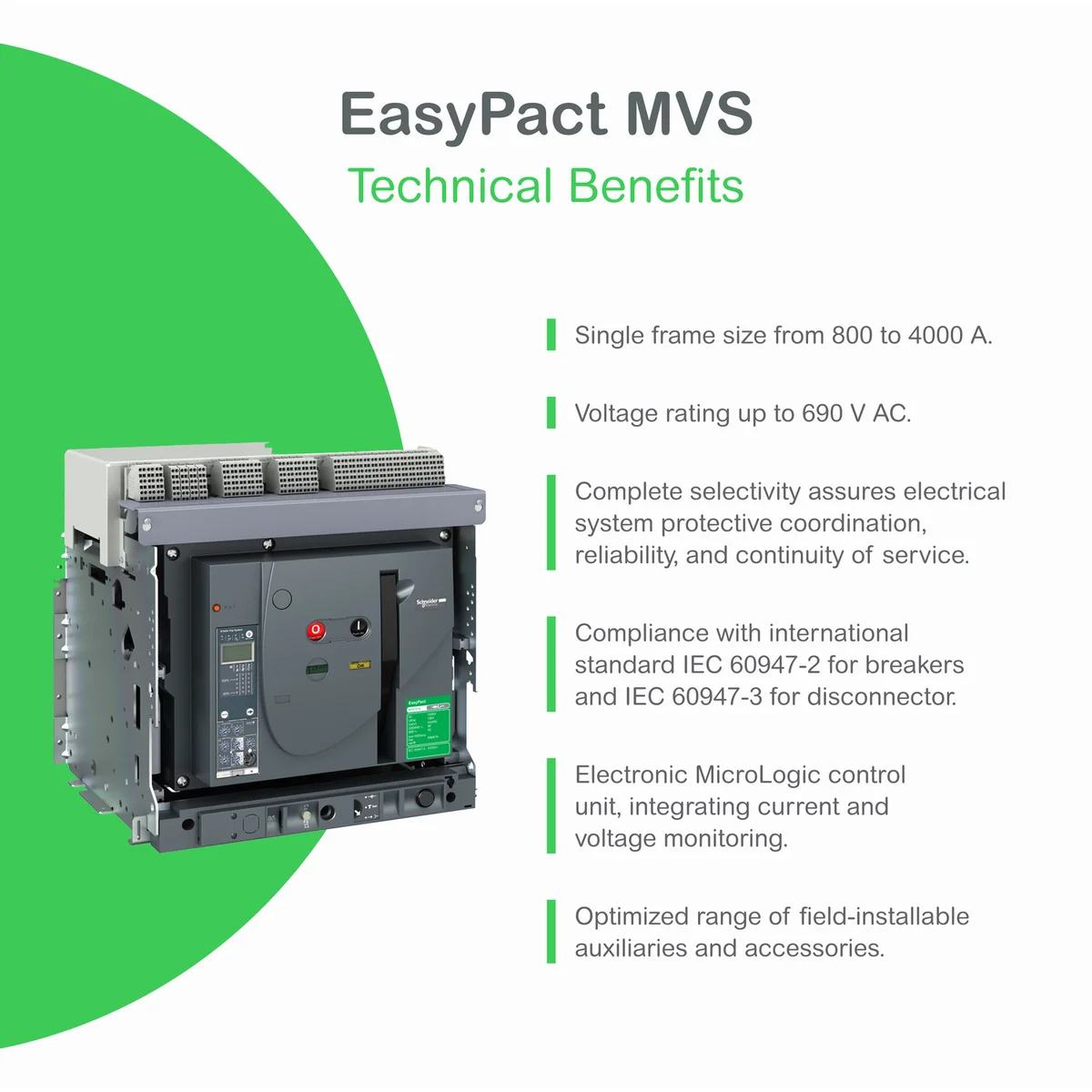EasyPact MVS - Air Circuit Breaker, 4 Poles, 3200A, 50kA, MF, ETA2I, Fixed, Manual With Current Metering 4