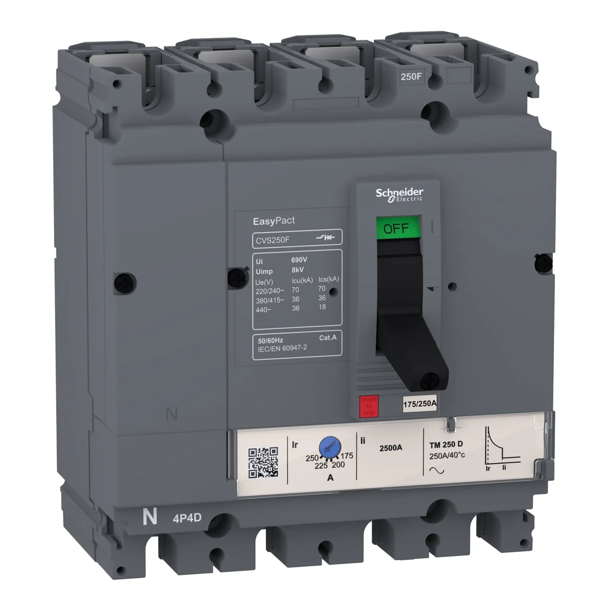 Easypact CVS - CVS160F TM160D circuit breaker - 4P/3d