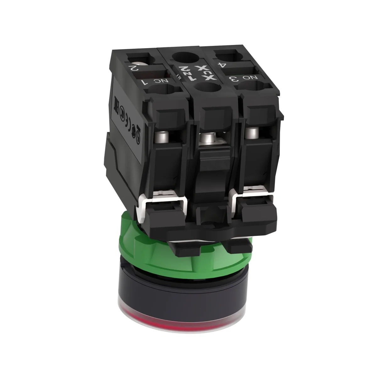 red flush complete illum pushbutton Ø22 spring return 1NO+1NC 220...240V 6