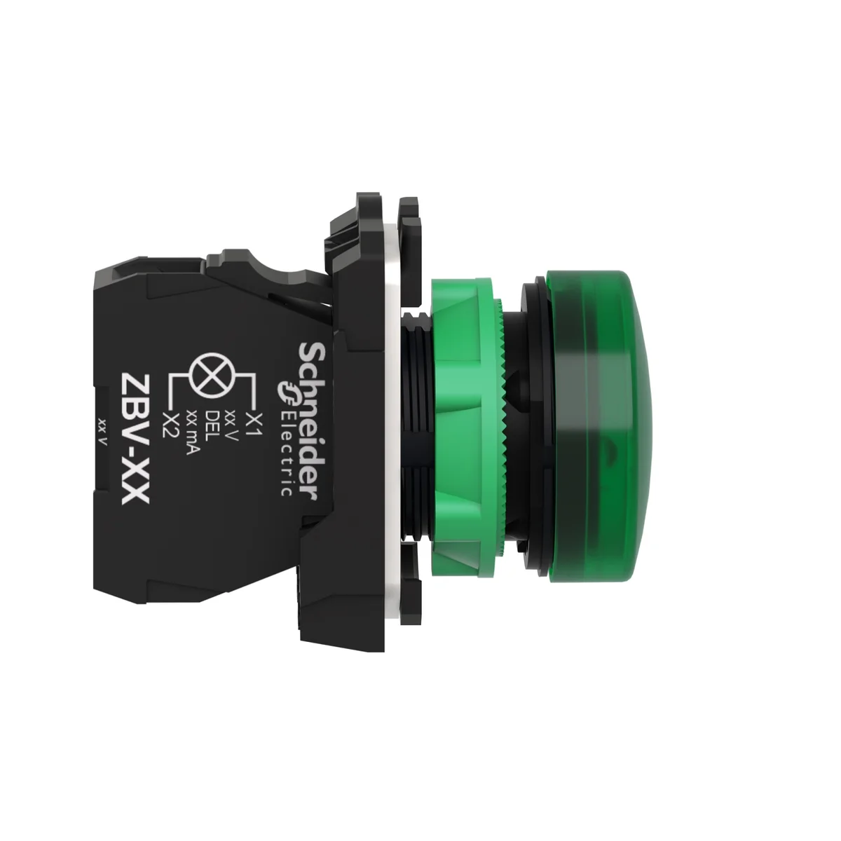 green complete pilot light Ø22 plain lens with integral LED 24V 3