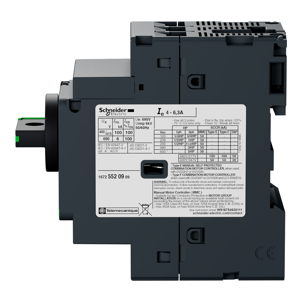 TeSys GV2 - Motor circuit breaker - thermal-magnetic - 0.63…1 A 2