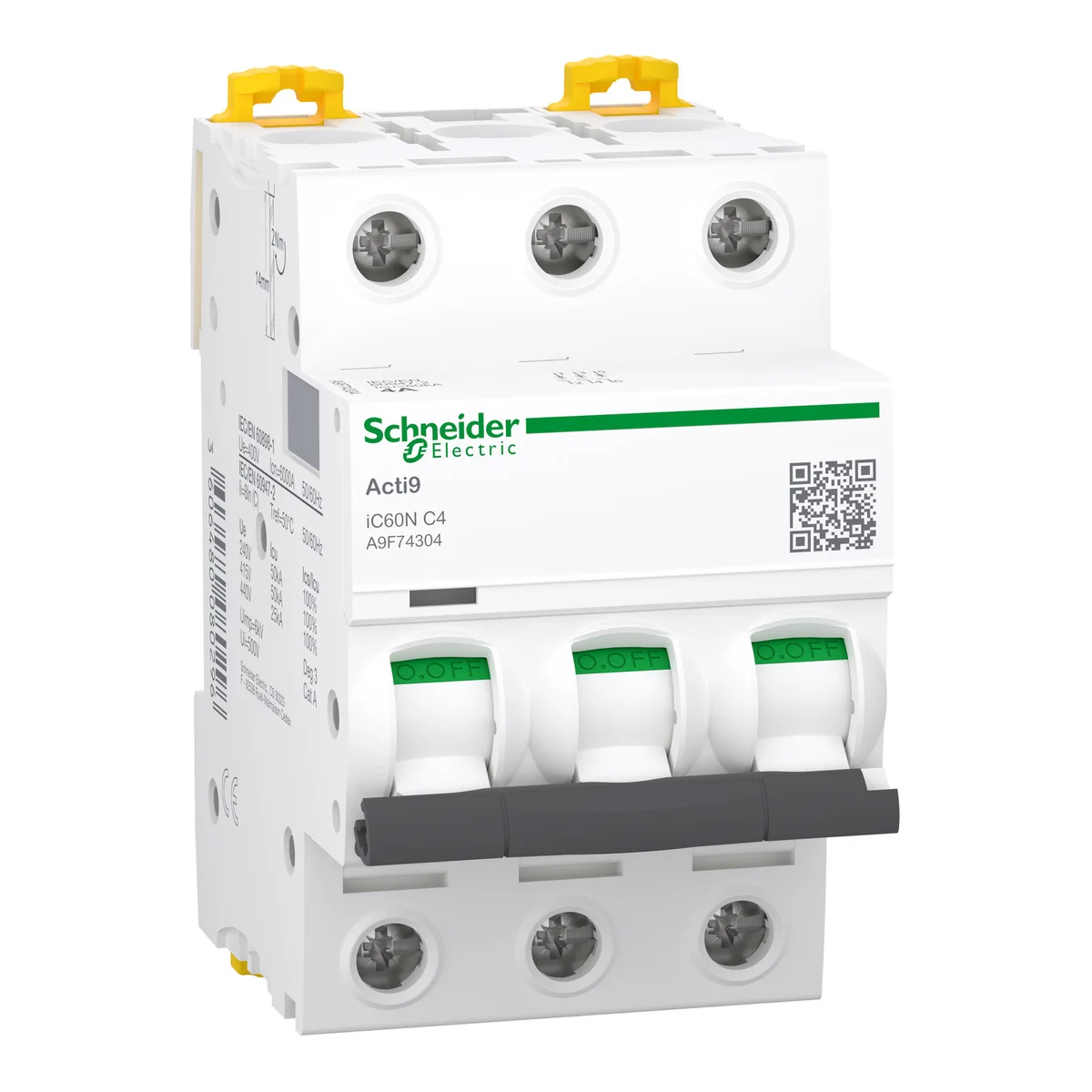 iC60N - miniature circuit breaker - 3P - 4A - C curve
