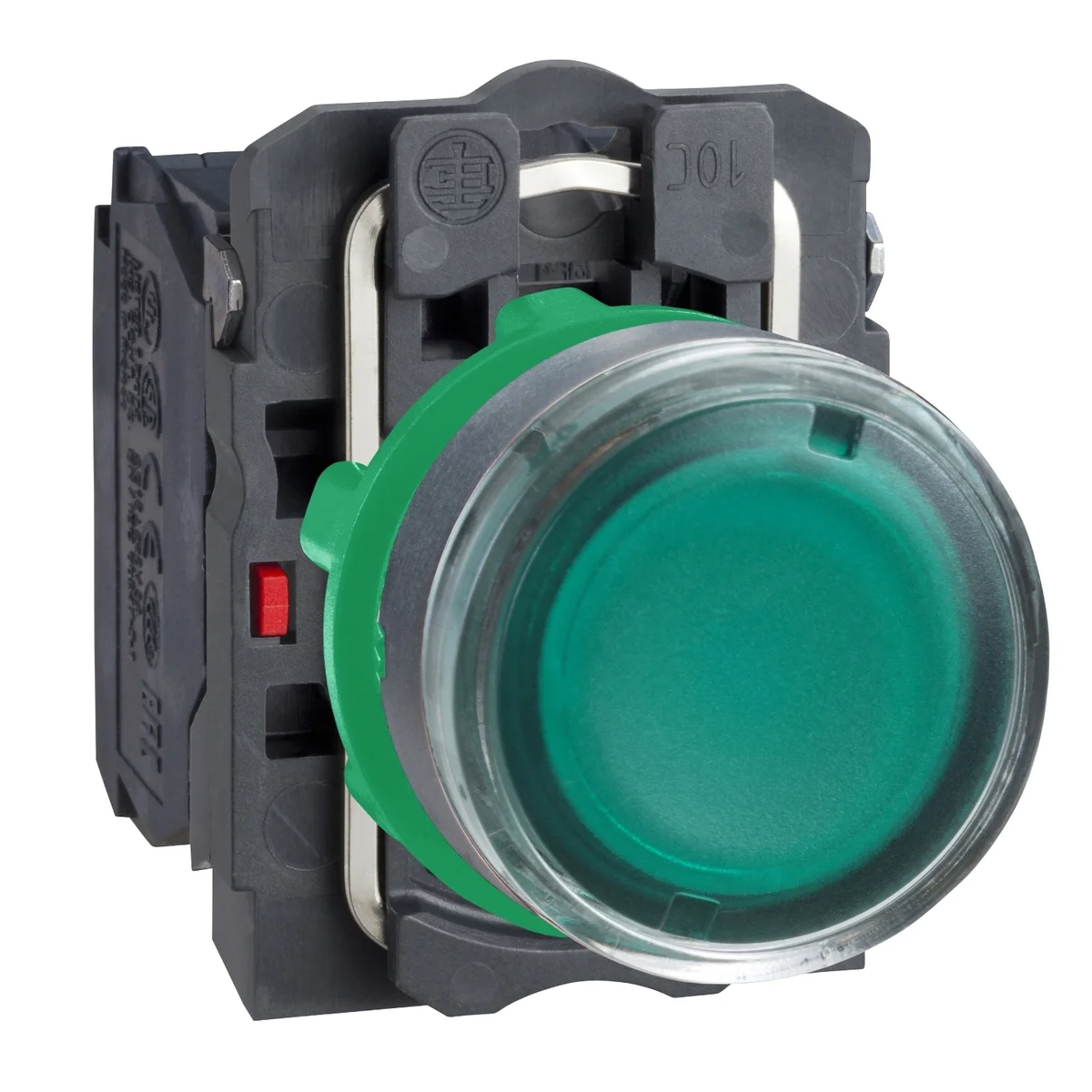 green flush complete illum pushbutton Ø22 spring return 1NO+1NC 250V