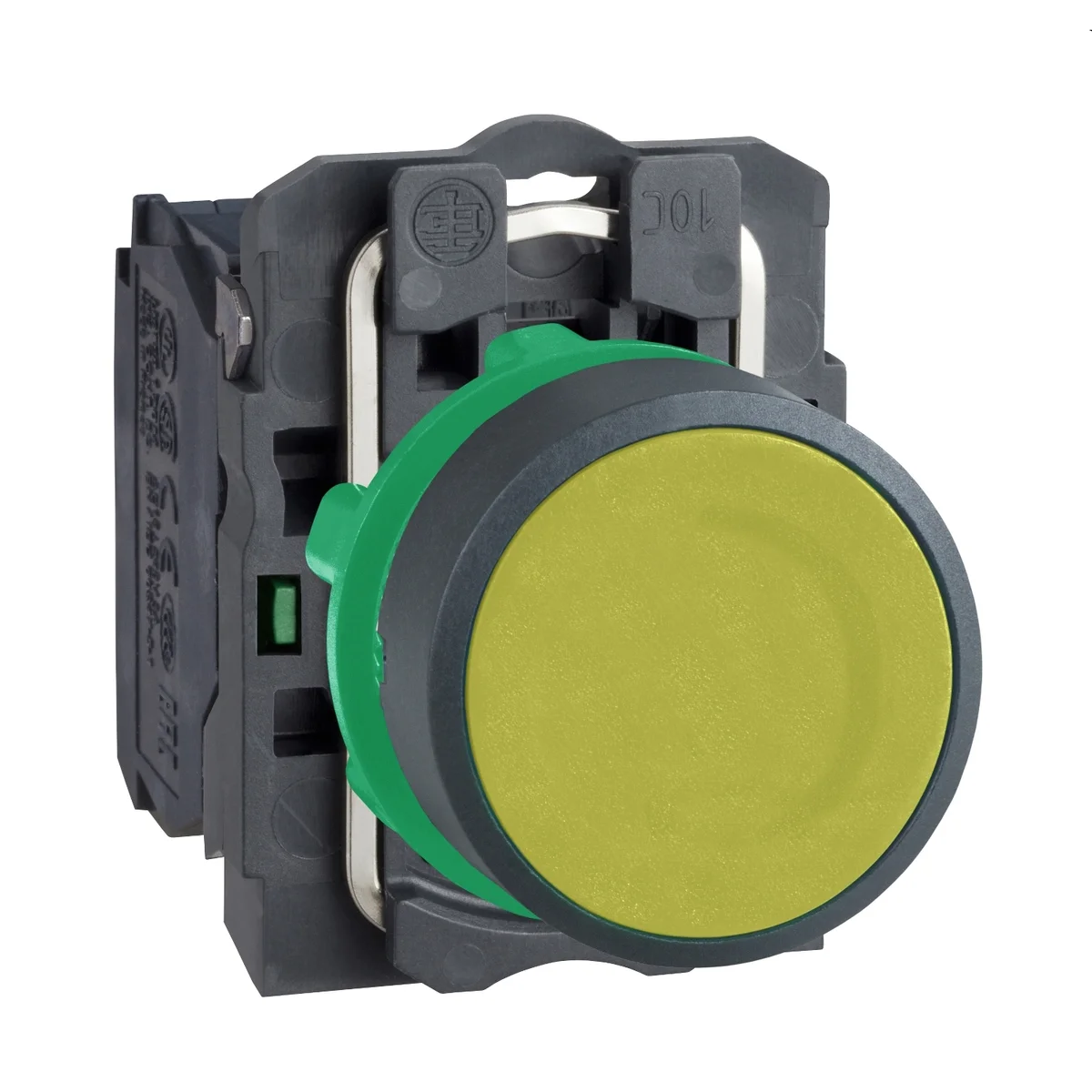 yellow flush complete pushbutton Ø22 spring return 1NO unmarked