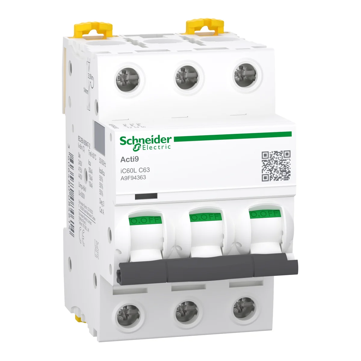 iC60L - miniature circuit breaker - 3P - 63A - C curve
