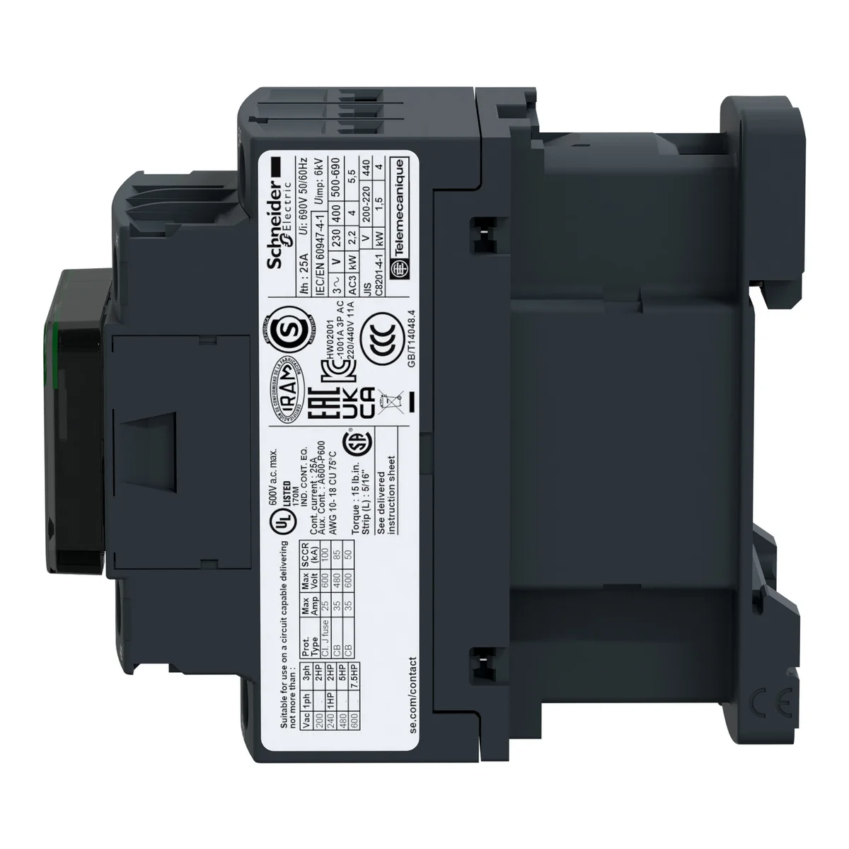 TeSys D contactor - 3P(3 NO) - AC-3 - <= 440 V 32 A - 24 V DC coil 3