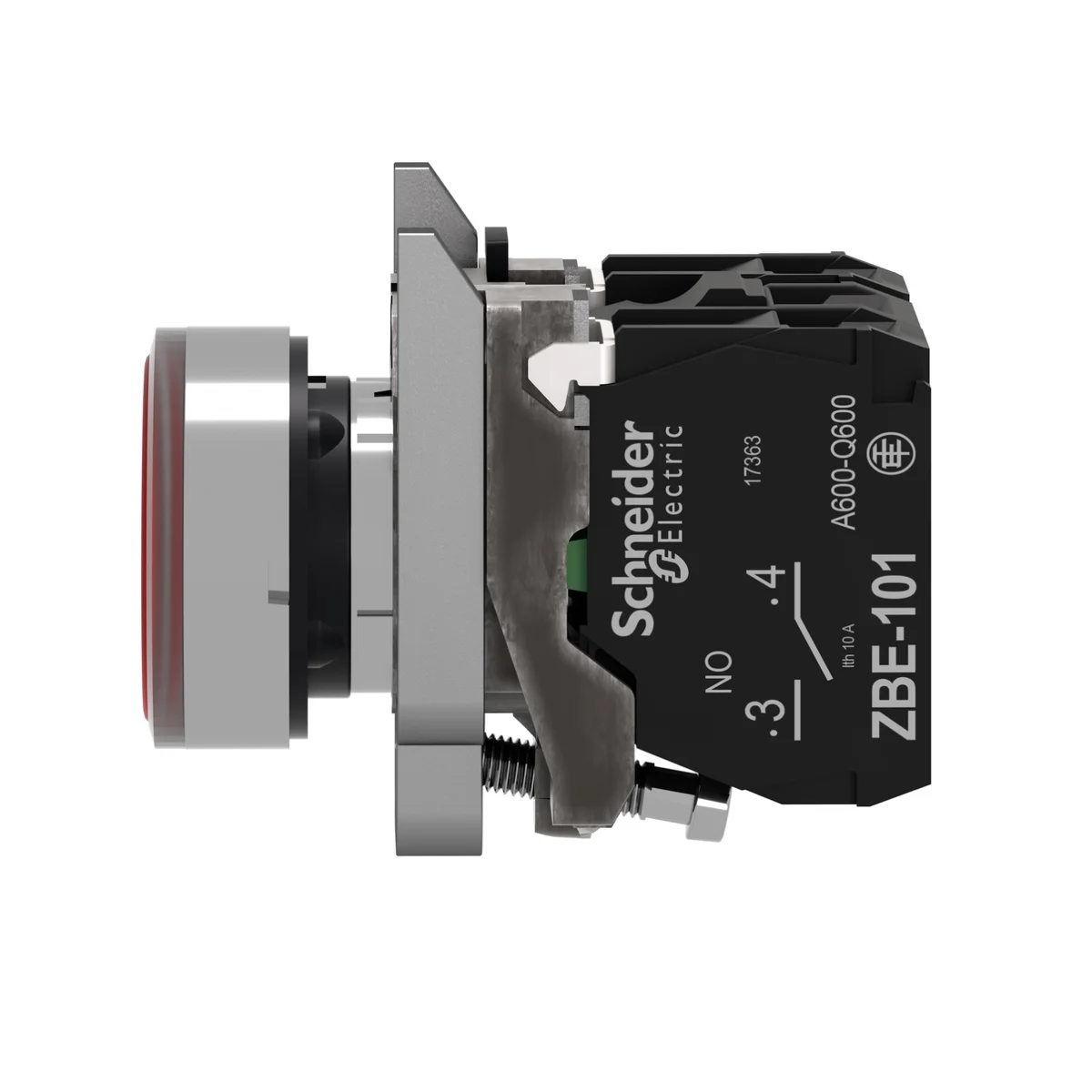 red flush complete illum pushbutton Ø22 spring return 1NO+1NC 220...240V 5